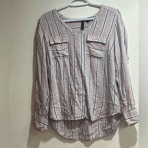 Moon & Madison stipe glitter button down high-low shirt/top